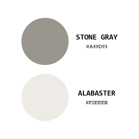 Color palette — Stone Gray, Alabaster