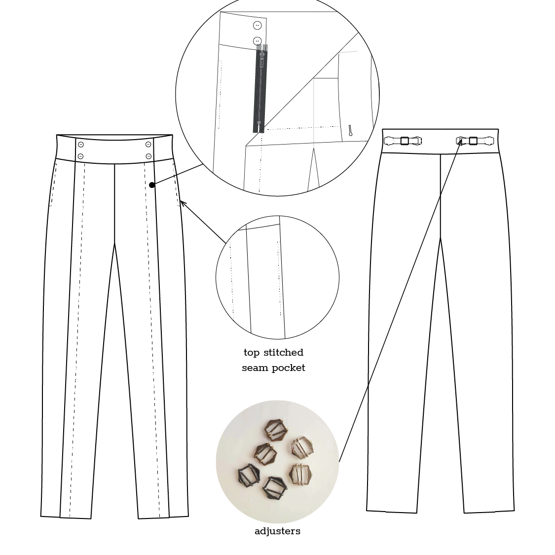 Trousers technical drawing